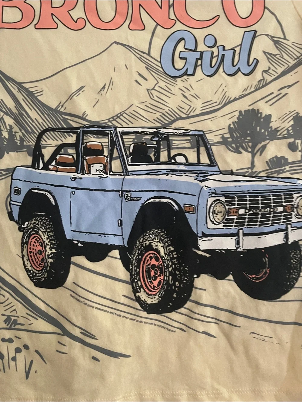 Old Navy Yellow Graphic Tee with Blue Truck and Coral Text